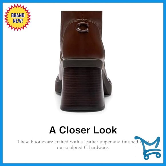 Buckle & Side Zip Closure Mid-Top Block Heel Chunky Leather  Leather Chunky Heel Ankle Boots with Side Zip Closure